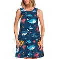 thumbnail image 1 of Balery Ocean Floor Animals Vestidos de verano para mujer con estampado: vestido holgado sin mangas, vestido playero informal y cómodo para días calurosos., 1 of 7