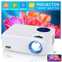 5G WiFi Bluetooth Projector, Native 1080P 20000LM 450" Display Support 4K Movie Projector, High Brightness for Home Theater and Business, Compatible with iOS/ Android/ TV Stick/ HDMI/ USB