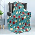 thumbnail image 4 of Fruits Soft Flannel Fleece Throw Blanket, Halved and Whole Red Delicious Apples on Abstract Background Healthy Choices, Cozy Plush for Indoor and Outdoor Use, 70" x 90", Cream Blue Ruby, by Ambesonne, 4 of 5