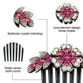 thumbnail image 4 of 6 Pack Luxury Sparkly Glitter Flower Leaf Rhinestone Black Plastic Side French Twist Hair Combs Long Teeth Slide Hairpins Barrettes Bun Chignon Clips Long Thick Hair Holder Accessories for Women Girl, 4 of 5