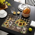thumbnail image 3 of Yellow Sunflowers Placemats Set of 8, Western Star Brown Farmhouse Plaid Placemats for Dining Table, Place Mats for Kitchen Tabletop, Waterproof Wipeable Dining Table Mats Set, 3 of 9