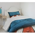 thumbnail image 4 of Ambesonne Prehistoric Country Quilted Bedspread Set 2 Pcs, Rustic Wooden, Twin Size, Pale Grey Blue Orange, 4 of 6