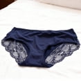 thumbnail image 3 of LIQQY Women's 4 Pack Cotton Mid Rise Full Coverage Lace Hipster Brief Panty Underwear (M, Navy Blue), 3 of 5