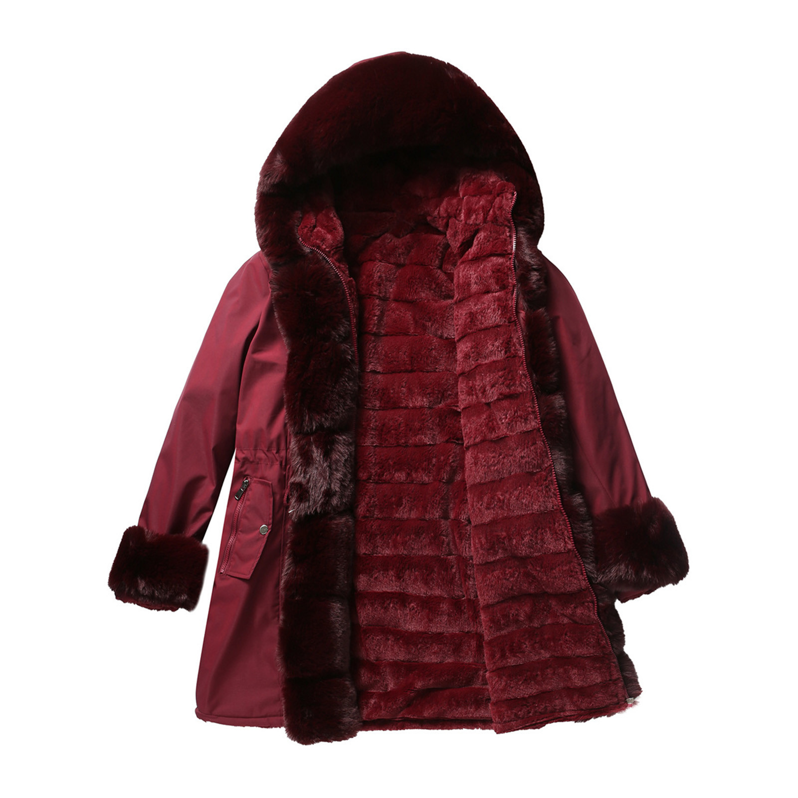 YFPWM Jacket for Women Winter Wrap Cape Coat Fleece Open Front Coat With Pockets Double Sided Winter Coat Light Jacket Casual Slim Fit Jacket Short Blouse - image 2 of 6