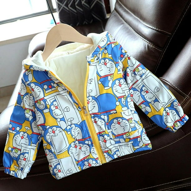 Chaqueta de invierno para bebé Doraemon, abrigo acolchado de algodón para bebé, ropa para niños y niñas, prendas de vestir de lana gruesa para niños y niñas02120 Deng Xun unisex