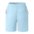 thumbnail image 4 of Havenx Two Piece Outfit for Men Short Sleeve Button Down Shirts and Shorts Lapel Collar Drawstring Textured Outfit Loose Summer Beach Vacation Walking Athletic Outfits Tracksuit,Light Blue M, 4 of 6