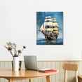 thumbnail image 2 of QCPP  Artworks Posters Vintage Sailboat Pirate Ship Sailing on Ocean Map Route Canvas Wall Art Posters Gifts Bedroom Paintings Home Decor Hanging Picture  12x16 in, 2 of 4