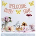 thumbnail image 4 of Welcome Baby Girl Banner, Butterfly Themed Baby Shower Party Decorations, It's a Girl Sign, Sweet Baby Girl Gender Reveal Party Supplies Rose Gold & Gold Glitter, 4 of 7