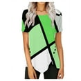 thumbnail image 2 of Fiudx Ofertas Del Día Blusa de Manga Corta con Cuello Redondo y Estampado a La Moda para Mujer, 2 of 5