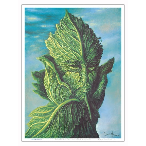 Cabbage Portrait - Paris France - From an Original Color Painting by Robert Antoine c.1983 - Master Art Print (Unframed) 9in x 12in