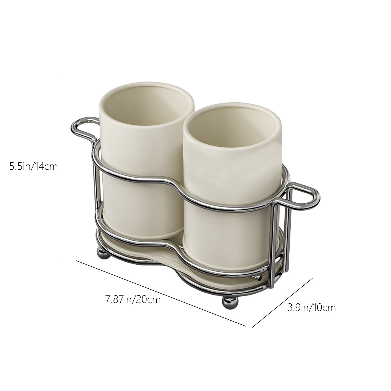 AYktou Metal Utensil Holders, Kitchen Countertop Silverware Organize Tool Stand, Tableware Storage Bucket Spoon Holders with 2 Compartments, Knife Fork Draining Rack Tool Caddy Cutlery Organizer