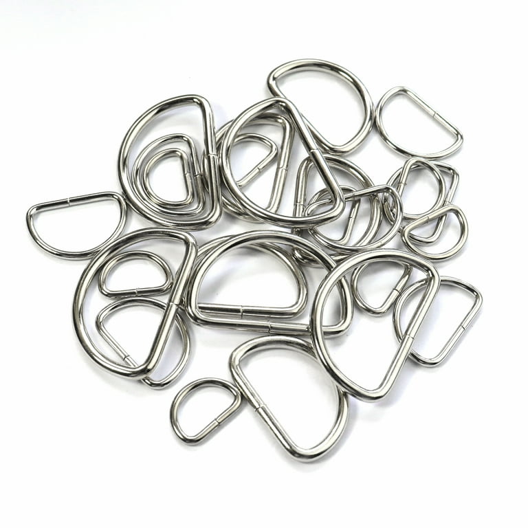 Metal D Ring Non Welded D-Rings Nickel Plated Silver 0.75 Inch (100 Pack)