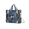 thumbnail image 7 of FORMRS Womens Corduroy Tote Bag Crossbody Shoulder Handbag with Pocket, Blue Geometric Pattern, 7 of 7