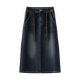 thumbnail image 3 of 2025 Fall Fashion Women's Denim Pencil Skirt, High Waist Slimming Mid-Length Bodycon Skirt with Back Slit, 3 of 7