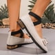 thumbnail image 5 of Zapatos de Tacón Bajo Strass Bow Mary Jane Sandalias, Zapatos Casuales de las Mujeres Más Tamaño Terciopelo Correa Crisscross Primavera Verano, 5 of 9