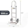 thumbnail image 5 of Heavy Duty Aluminum Hand Truck 500 lb – 10" Rubber Wheels, Vertical Loop Handle, Moving Dolly, 5 of 5