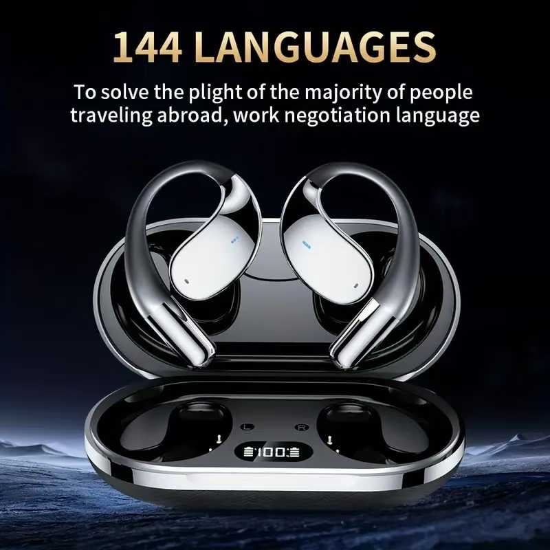 MPOW OWS Open-Ear Bluetooth 5.4 Earbuds - 14.2mm Titanium Driver, HiFi Gold-Certified, 60H Battery + Fast Charge, Sports-Friendly Earhook & Anti-Interference