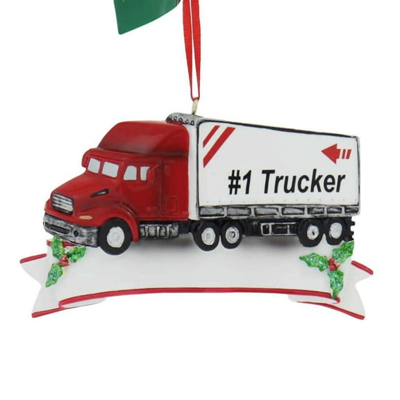 Kurt Adler Personalizable #1 Semi Trucker Ornament, 4 x 2 3/8