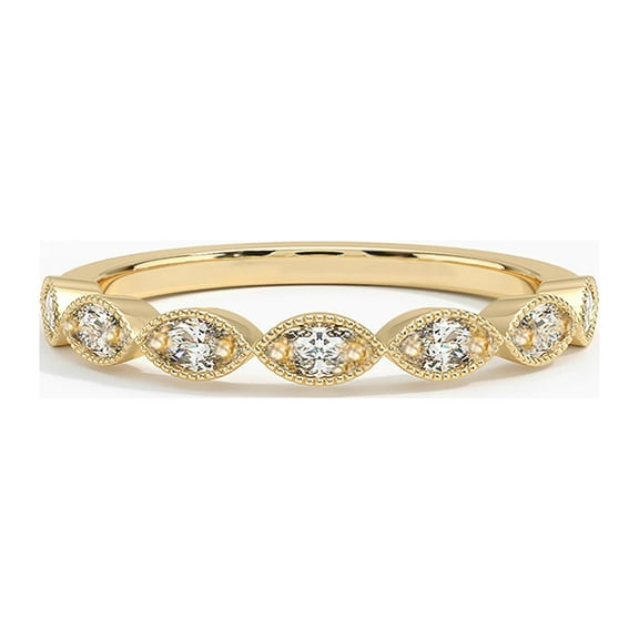 Ivy & Bauble 18K Yellow Gold Plated Simulated Diamond CZ Art Deco Wedding Ring Band, Size 5