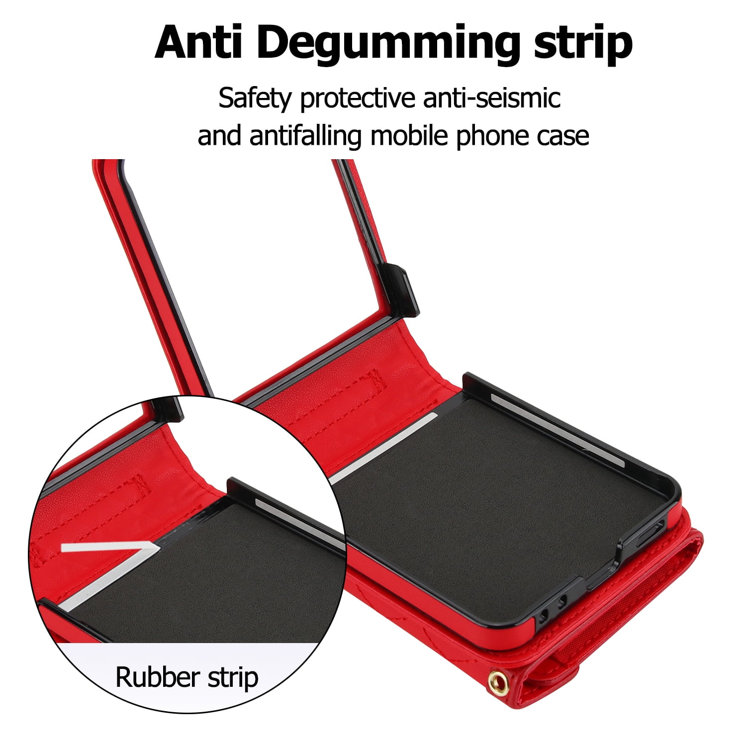 ShellTech for Samsung Galaxy Z Flip 7 PU Leather Flip Case with Wrist Strap, RFID Blocking PU Leather Crossbody Wallet Phone Case with Card Slot Cash Pocket Kickstand Case Cover,Red