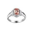 thumbnail image 2 of 1.25 Carat Oval cut Morganite and Diamond Flower Engagement Ring in 14k White Gold morganite and diamond engagement ring, 2 of 3