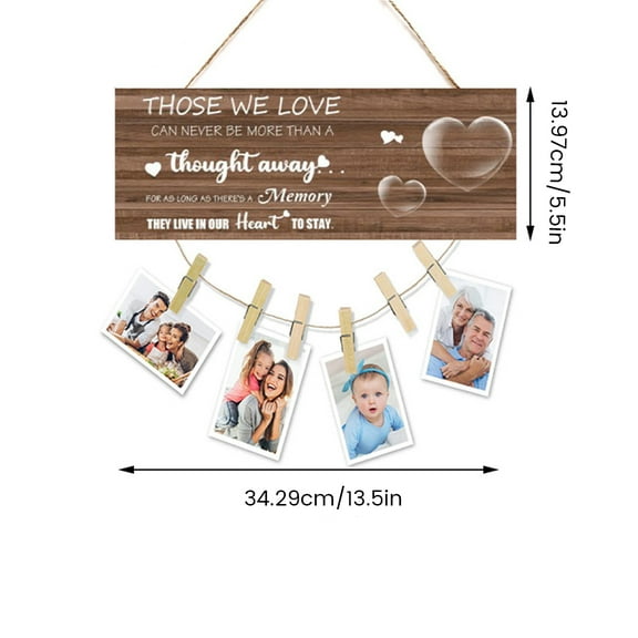 Duety Wooden Picture Frame with Clips 13.5x5.5inch Photo Display Case Hanging Rustic Wall Decor Wall Mounting Frame for Gift Home Wall Decoration Display