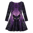 thumbnail image 3 of WOYY Halloween Girls Long Sleeve Dress Cat Graphic Midi A Line Dress, Black, Sizes 3-14, 3 of 3