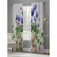 thumbnail image 4 of Spring Easter Sheer Curtains 108 Inch Length 2 Panels Set Window Treatments, Purple Floral Summer Botanical Vintage Rod Pocket Semi Curtains for Living Room/Bedroom/Kitchen Décor, 104"W x 108"L, 4 of 7