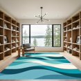 thumbnail image 2 of ODIKA 4'x6' Machine Washable Non-Slip Area Rug, Waves Sandy Grey Shores High Traffic Rug, Blue, 894051, 2 of 7