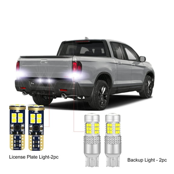 4Pc Car LED Bulbs For Honda Ridgeline 2017-2025 LED Car Reverse Backup Light  License Plate Light Bulbs CANBUS