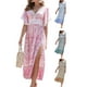 thumbnail image 3 of Mujer Verano Midi Boho Vestido Manga Corta V Cuello Encaje Slim Fit Vestido Floral Nituyy Vestido chino bohemio de verano para mujer, 3 of 4