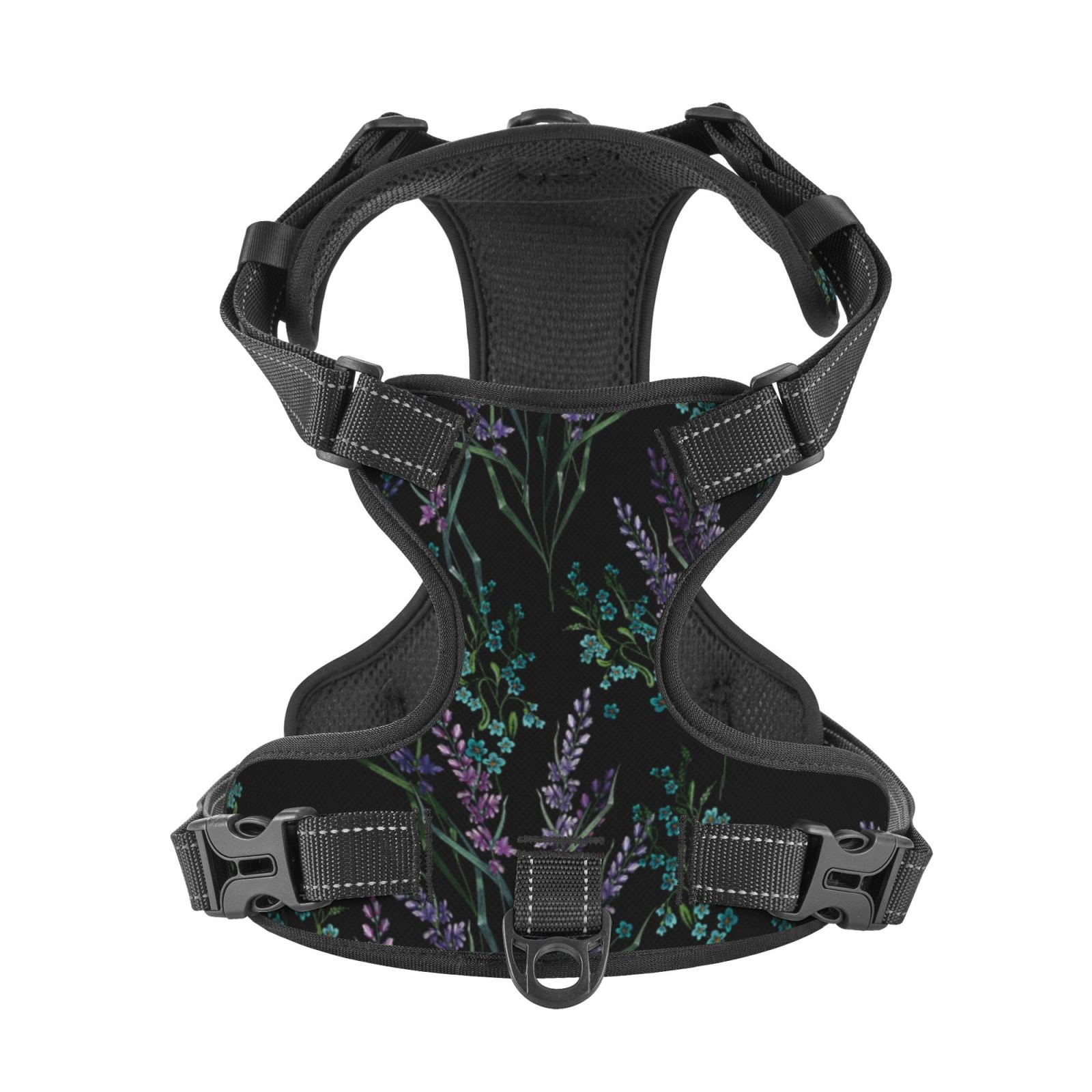 Kdxio Lavender Flowers Print No Pull Dog Harness Adjustable Reflective Oxford Easy Control Medium Large Dog Harness for Training and Everyday-Small