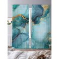 thumbnail image 2 of Teal Marble Sheer Curtains for Living Room Bedroom Modern Abstract Art Luxury Yellow Sheer Curtains 108 Inch Long 2 Panels Set Light Filtering Curtain Window Treatments Drapes for Dining Room, 2 of 6