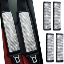 MELIVO 4-Pack Bling Seat Belt Covers, Seat Belt Covers for Women, Car Seat Belt Strap Cover Shoulder Pad, Universal Car Interior Accessories Fit for Car/Truck/SUV (Silver, 2PC)