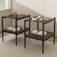 thumbnail image 2 of Set of 2 Rectangle End Table, Tempered Glass Tabletop with Mdf Layer, Modern Table for Living Room, Gray Glass, 2 of 14