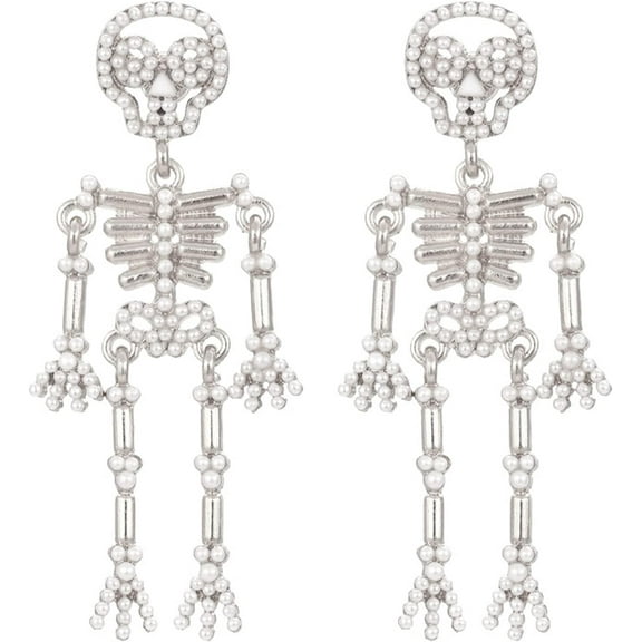 Halloween Earrings Spooky Skull Skeleton Dangle Earrings for Women Bling Rhinestone Crystal Punk Gothic Jewelry Halloween Accessories Gifts