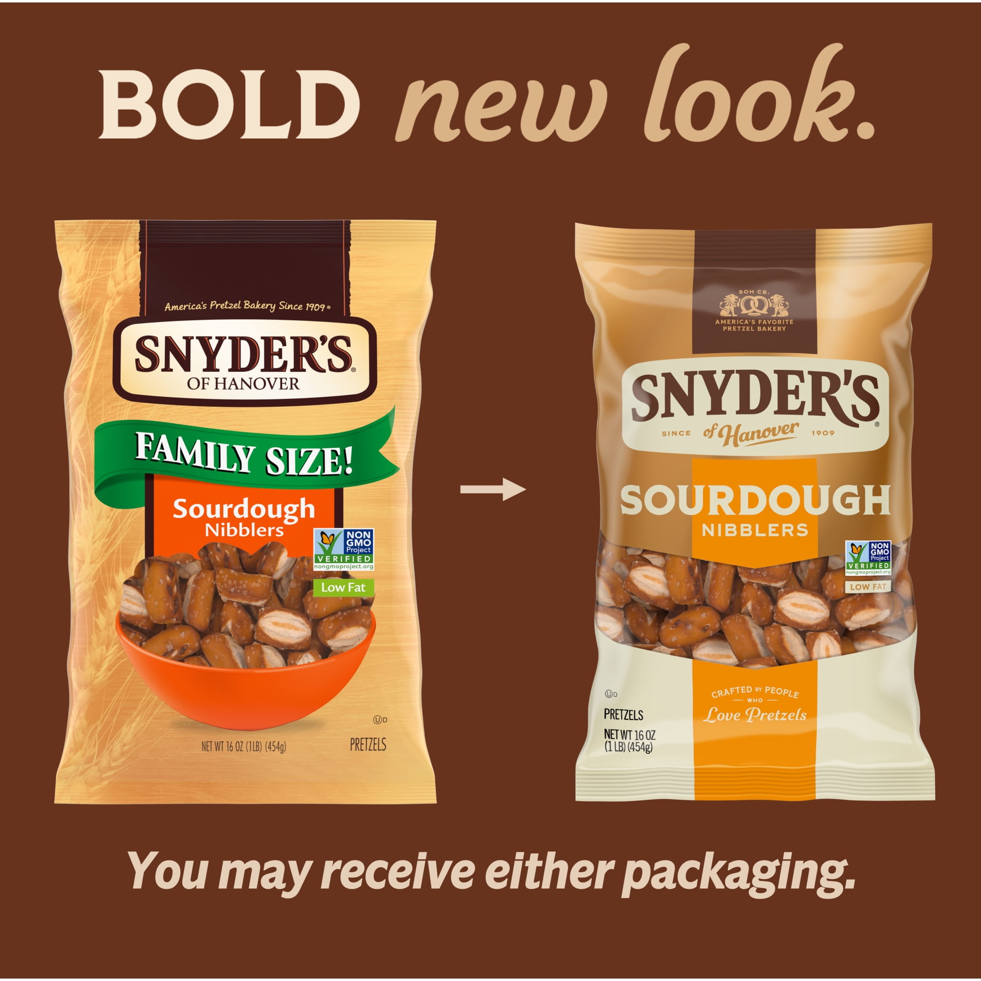 (3 pack) Snyder's of Hanover Sourdough Nibblers Pretzels, 16 oz
