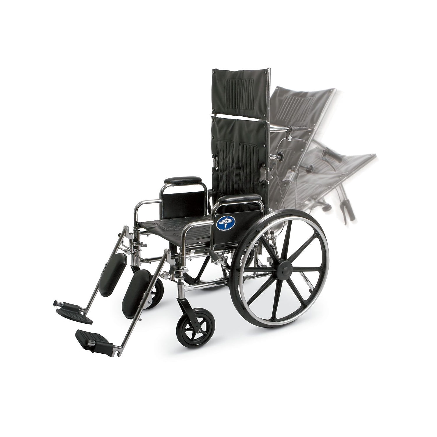 Medline Excel Reclining Wheelchairs; Seat Desk Length Arm Swing Away Elevating Legrests MDS808350