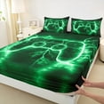 thumbnail image 3 of Castle Fairy Teens Adults Green Gamepads Twin Sheet Sets 3pcs,Abstract Lightning Twin Fitted Sheet Microfiber,Video Game Breathable Flat Sheet,Ultra Soft Home Decor, 3 of 7