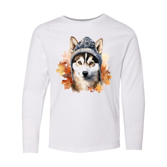 Inktastic Fall Siberian Husky Long Sleeve Youth T-Shirt
