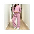 thumbnail image 7 of Zynoxe Womens Sweatsuits 2 Piece Set Long Sleeve Hooded Sweatshirt & Elastic Drawstring Waist Sweat Pants Suit Versatile Solid Color Tracksuit Set Lightweight Fall Winter Suit Set with Pockets Pink L, 7 of 7
