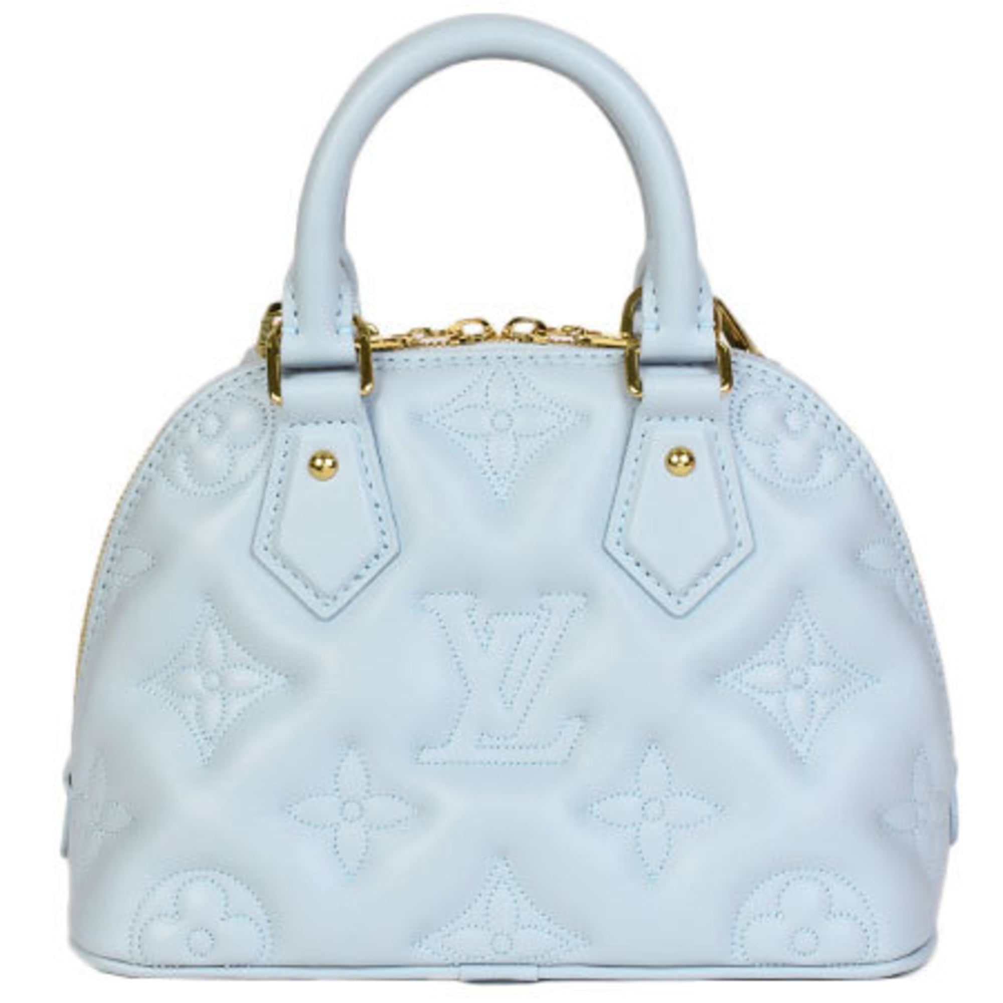 Louis Vuitton LV Women Alma BB Handbag Blue Quilted Embroidered