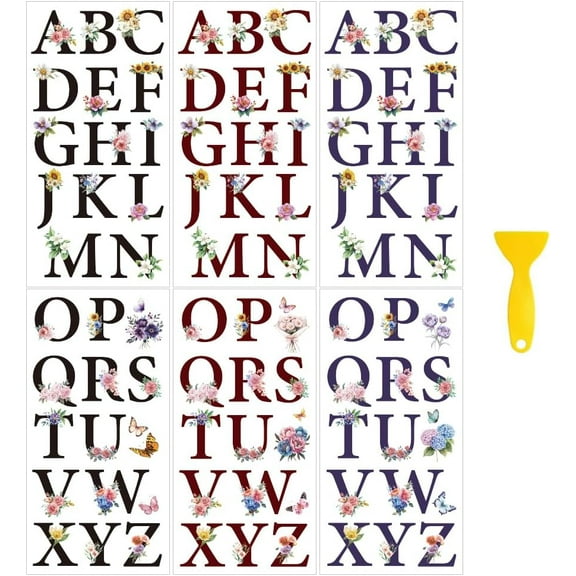 6 Sheets Letter and Flower Rub on Transfers DIY