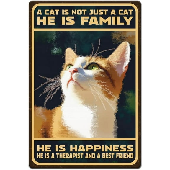 1pc Vintage Metal Tin Signs 8x12 inch Orange Cat Sign Cute Ginger Cat Poster Retro Plaque Wall Decor for Home Living Room Garden Bedroom Office Cafe and Pub Decoration