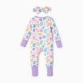 thumbnail image 3 of PatPat Baby Girl Pajamas Viscose from Bamboo 2-Way Zip Fold-Over Foot Cuffs Baby Sleepers, 3 of 10