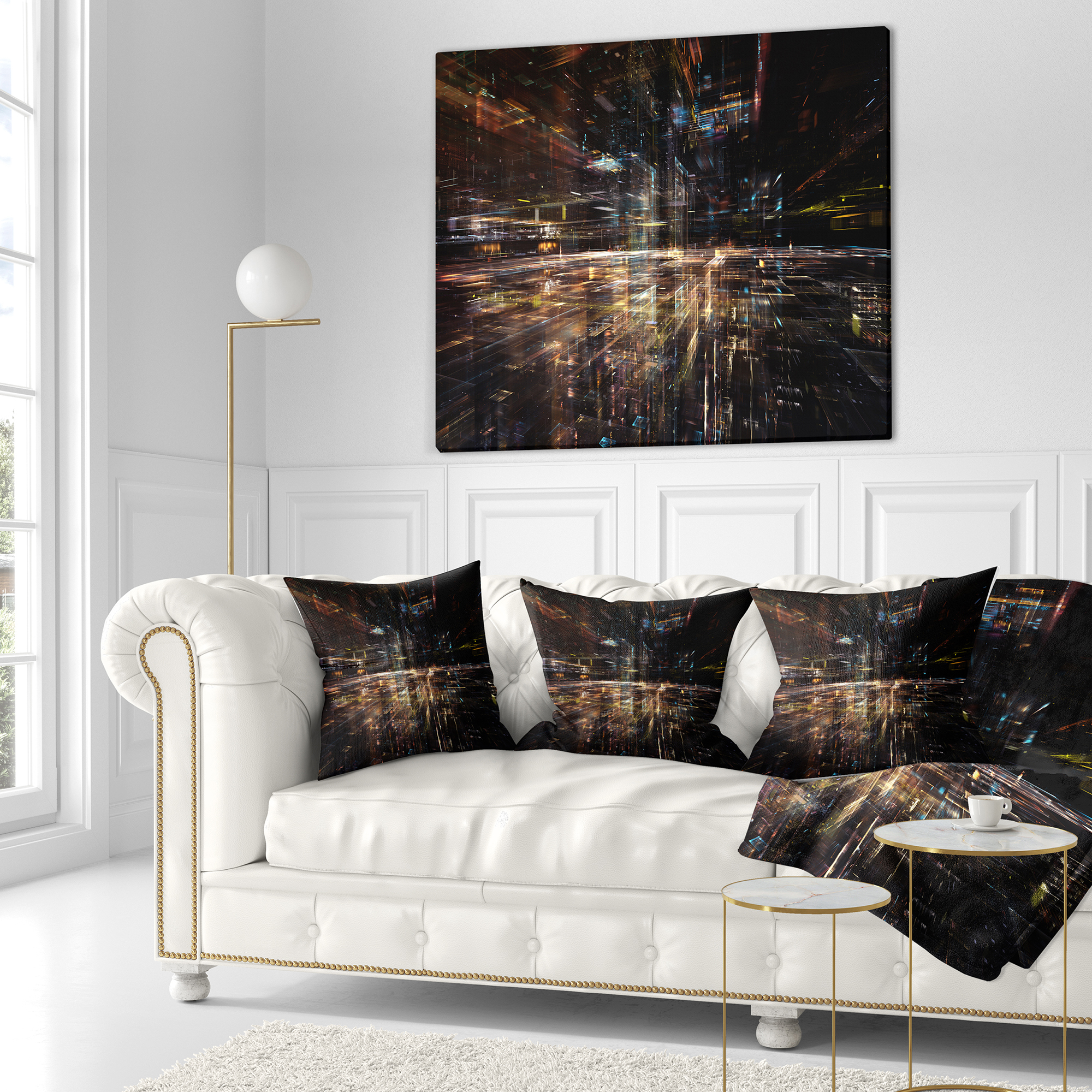 Designart Glow of Technology - Contemporary Throw Pillow - 16x16