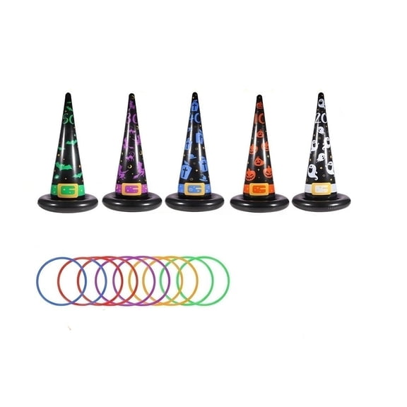 Knisume Halloween Party Decorations — Inflatable Witch Hat Ring Toss Game for Family Fun, Halloween Party Favors, Outdoor Halloween Decorations