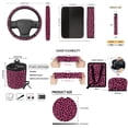 thumbnail image 7 of Jeiento Leopard Print 15 Piece Car Seat Covers Full Set with Auto Steering Wheel Cover Seat Belt Strap Protector Pink Cup Holder Trash Bag Air Vent Storage Pocket Rearview Protector Keychain, 7 of 7
