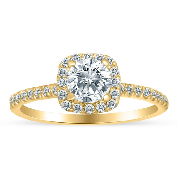 3/4ctw Diamond Halo Engagement Ring in 10k  Yellow Gold