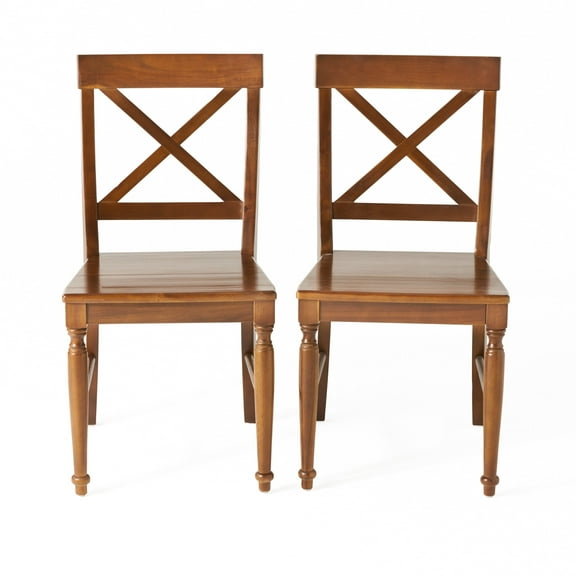 GDF Studio Sterling Indoor Acacia Dining Chairs, Set of 2, Dark Oak
